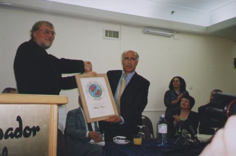 Mordechai receiving one of many awards, Rayna Moss and Mairead also in picture