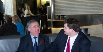 Mayo men share a laugh at the conference.