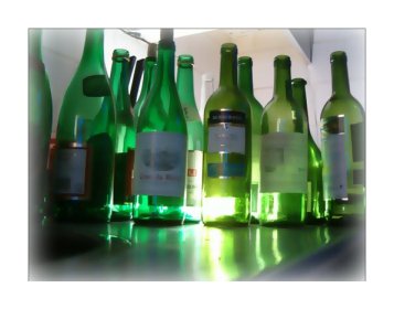 & if one of those bottles should accidently fall, there'll be.....green bottles