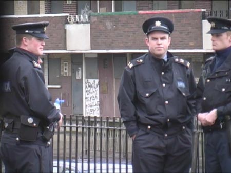 Garda glaring at the wheelock home.