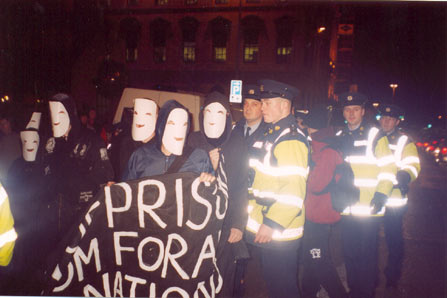 Gardai attempt to stop people marching on Dame Street