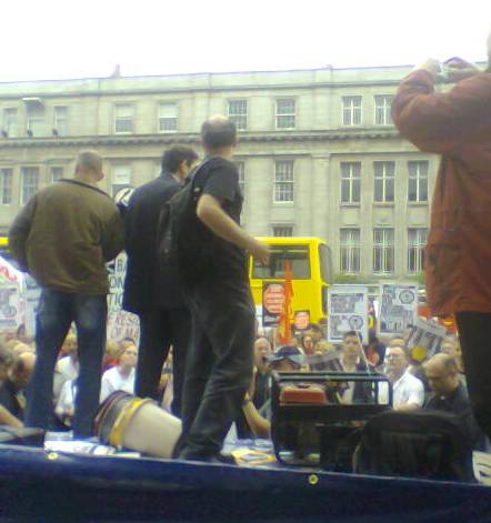 View from behind the speaker platform at the GPO