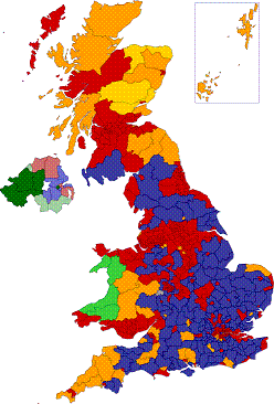 British and 6 county Election Map 2005