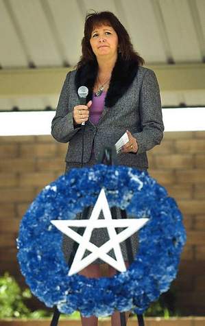 Mrs Stewart July 4th in Fernley Nevada addresses a crowd of supporters.