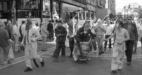 Bush dragged up Grafton St by Bertie