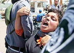 Squatters (jewish) are taken from a hotel by IDF today.