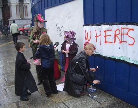 Kidz protest on Dame St last year at closing of park