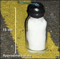 police evidence July 7th bombings investigation, pyroxide explosive white powder