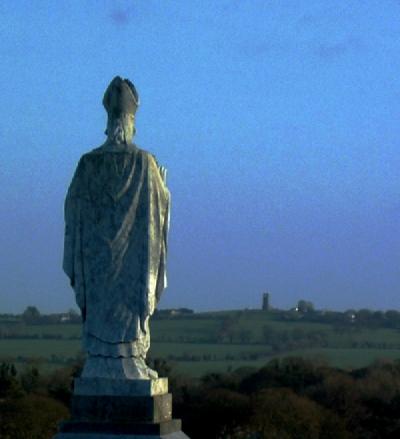 Saint Patrick gazes towards the Hill of Skryne, from Tara, across the Tara/Skryne Valley