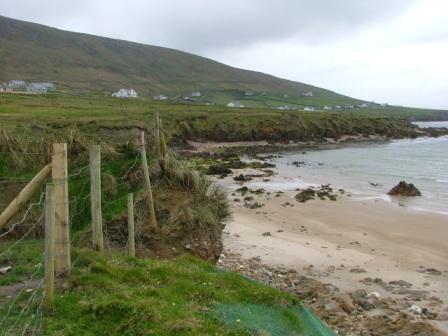 The right hand side is the beach where the pipeline comes on shore, the left is the field where Shell are to build some sort of facility for this pipeline, and in the background is Dooncarton Mountain, where landslides occured in September, 2003.