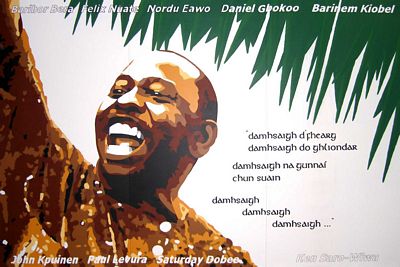 Mural of Ken Saro-Wiwa with Irish inscription