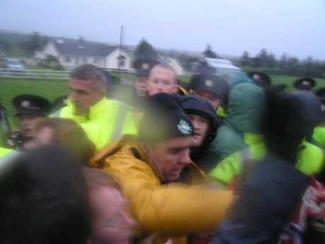 Police start pushing people in frustration