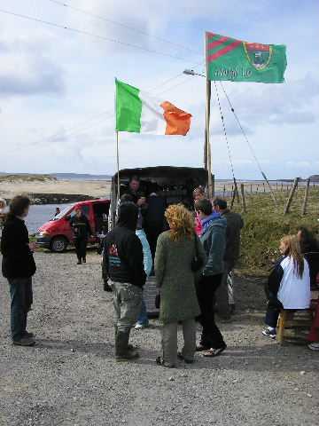 The Shell to Sea horsebox H.Q. comes from Ballinaboy to visit Rossport