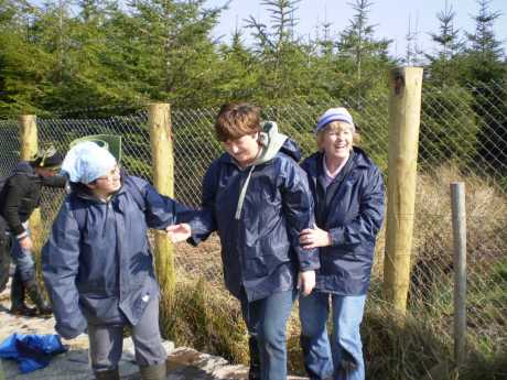 Traversing the fence. 