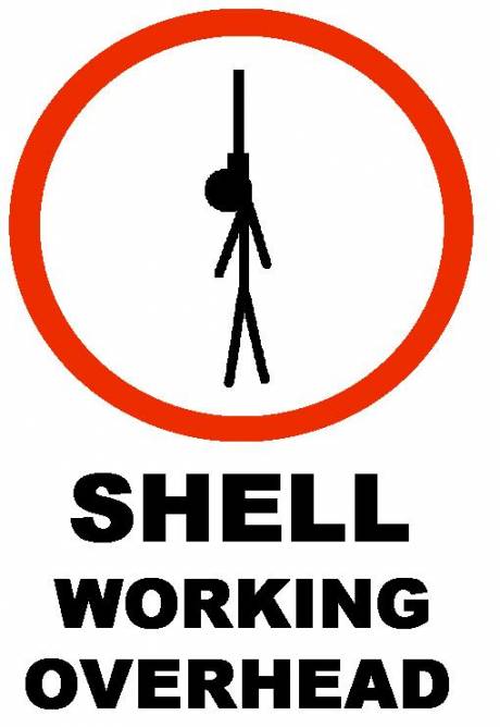 Caution! Shell working overhead