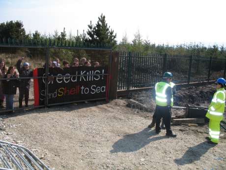 At the gates of the inner compound; the last time we went in the gates were open. 