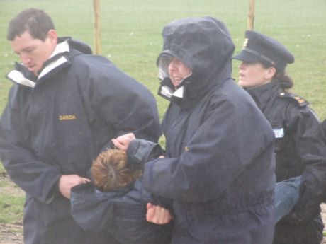 Gardai remove lady protestor