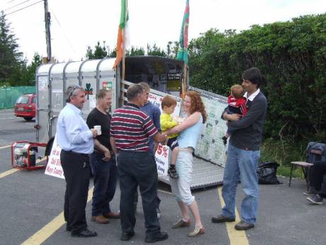 At the Shell to Sea HQ trailer at Bellanaboy, they were really excited to see Orlaith,