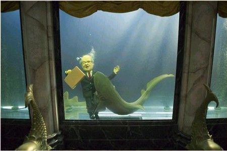 the wonderful moment in the movie "Team America" when Kim il Jong feeds Hans Blix to his sharks.