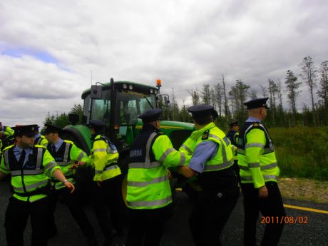 frantically guarding the tractor