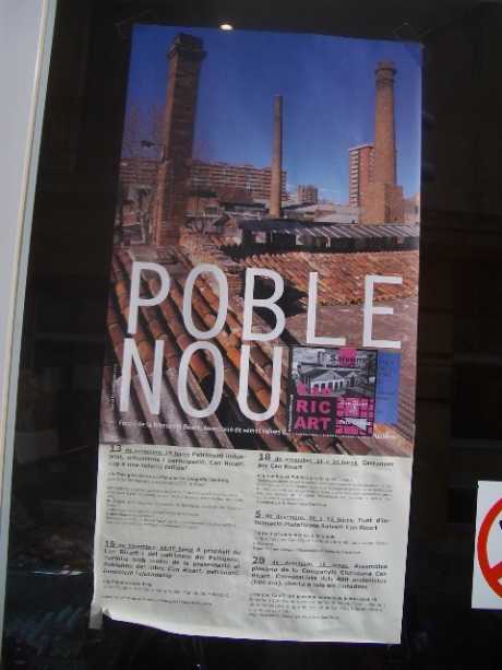 save can ricart and Pueble nou poster on shop door