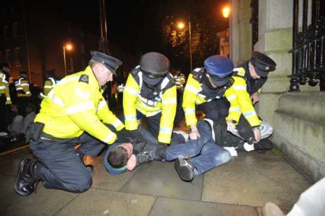 Occupy Dame Street protester taken to St James's hospital after been assaulted by garda