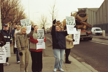 Protestors in Ringsend