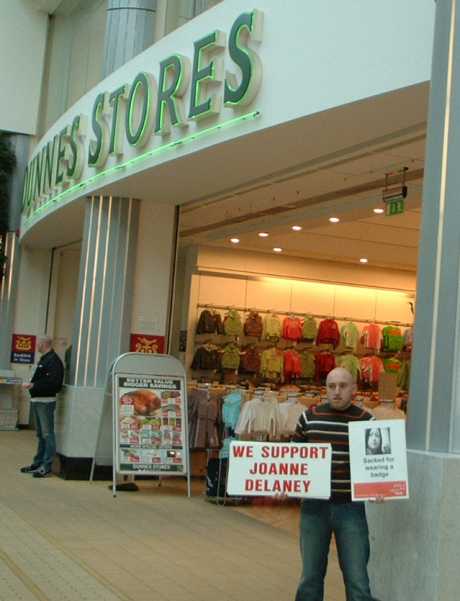 Protesting outside Dunnes