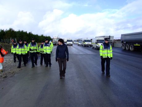 The cops follow us out at a respectful distance. The baton party has been postponed for another day, perhaps.