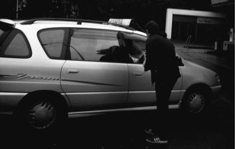 Leafleting a Taxi driver (who later drove out of the station)