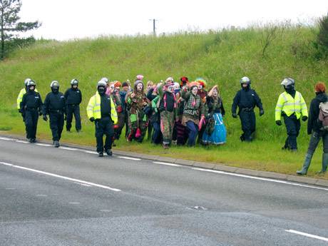 Clowns & their escorts - on road to Gleneagles