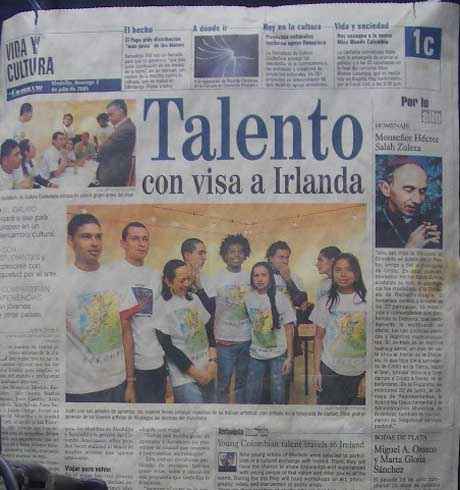 colombian group are front page news at home