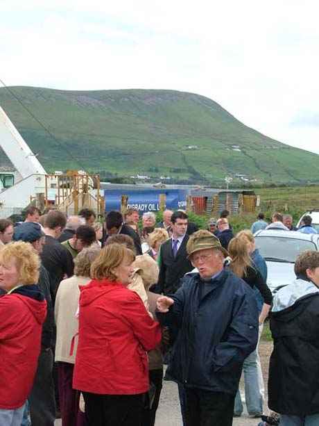 Gathering at Shell compound in Rossport on Thursday afternoon in aftermath of arrests