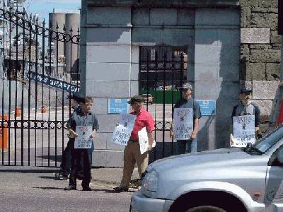 Picket at the HMS Grafton - some welcome visitor!