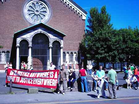 Gathering at the church on Sean McDermott Street