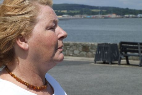 Mrs Anne Muldowney gazes over Carlingford Lough towards The Mournes slightly tense before this afternoon's meeting of IMPERO