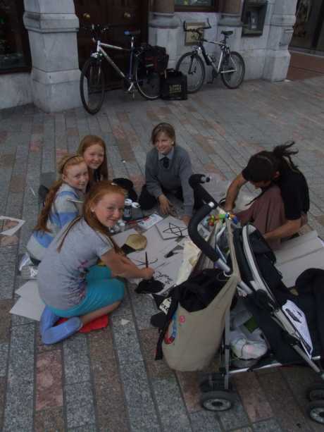 Cork city children helping with vigil preparations