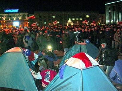 Tents in October square.