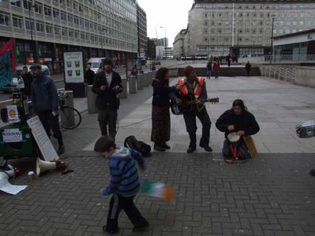 London Rising Tide brought a troubadour of solidarity and radical tidings.