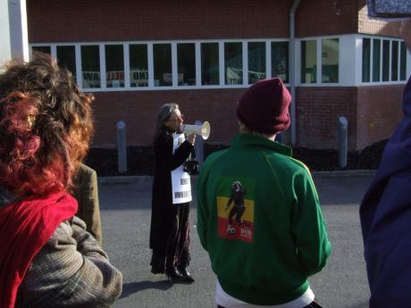 Maura Harrington speaking again, outside the prison sentry room