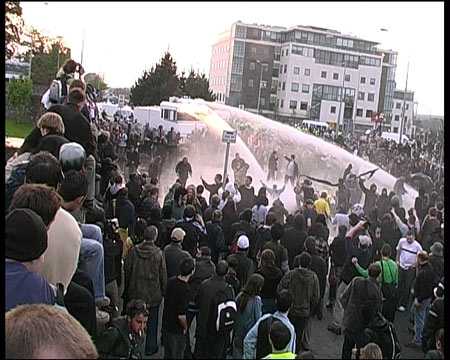 First water cannoning of crowd