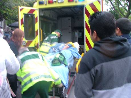 Teenaged Hunger Striker Being Taken Away in an Ambulance