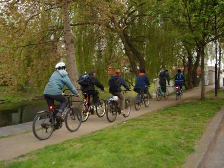 Dublin Greenway cyclist along banks of the Grand Canal