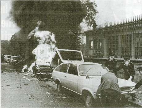 Car on fire at South Leinster Street, copyright the owner