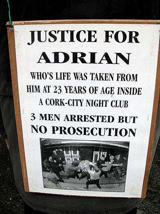 Adrian is his son who dies, but no arrests have been made