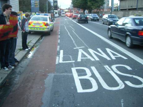 Car illegally parked in the bike lane