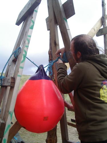 meanwhile back at the camp a new addition to the wonderfull facilitys,a punch bag with TD wriiten on it ...