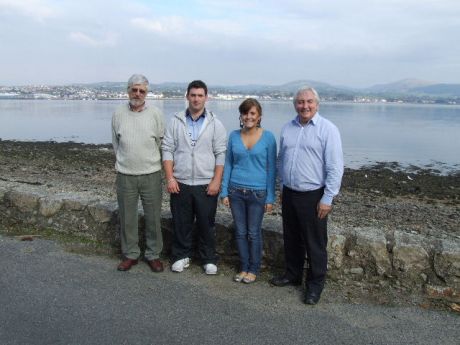 On the left Dr Patrick Duffy with students Richard and Hayley and Dr Pringle