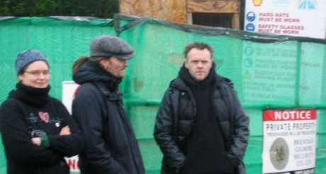 Police spy Mark Kennedy (centre), at the Ballinaboy terminal in County Mayo, was involved in the Shell to Sea protests about the Corrib gas pipeline 