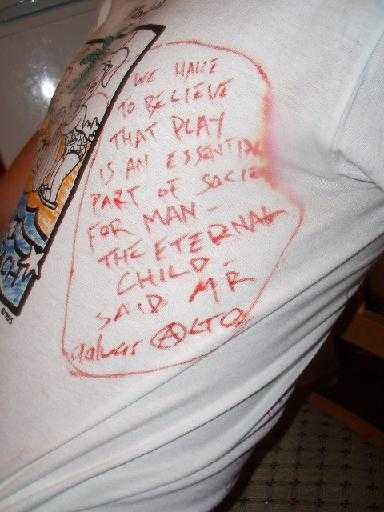 the writing is on the t shirt